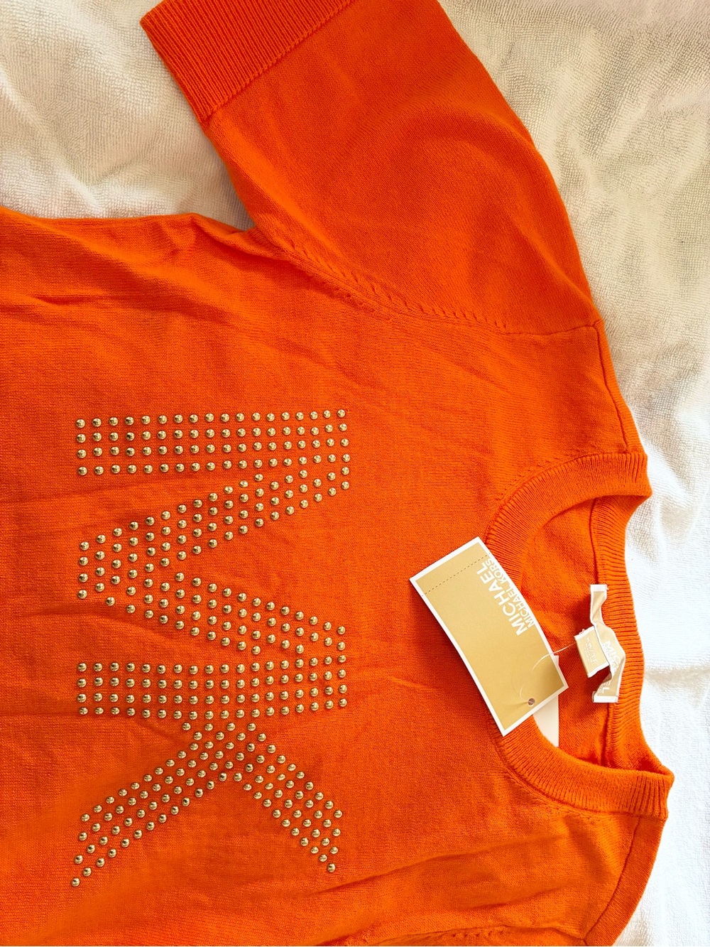 Michael Kors Orange Studded MK Logo Sweater